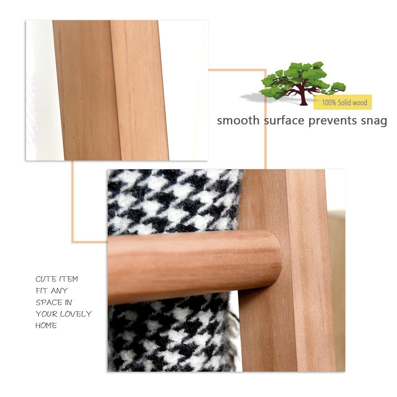 FUIN 6ft Wooden Natural Blanket Ladder Living Room Decorative Wall Leaning Farmhouse Quilt Display Holder Rustic Wood Towel Rack for Bathroom - Image 4