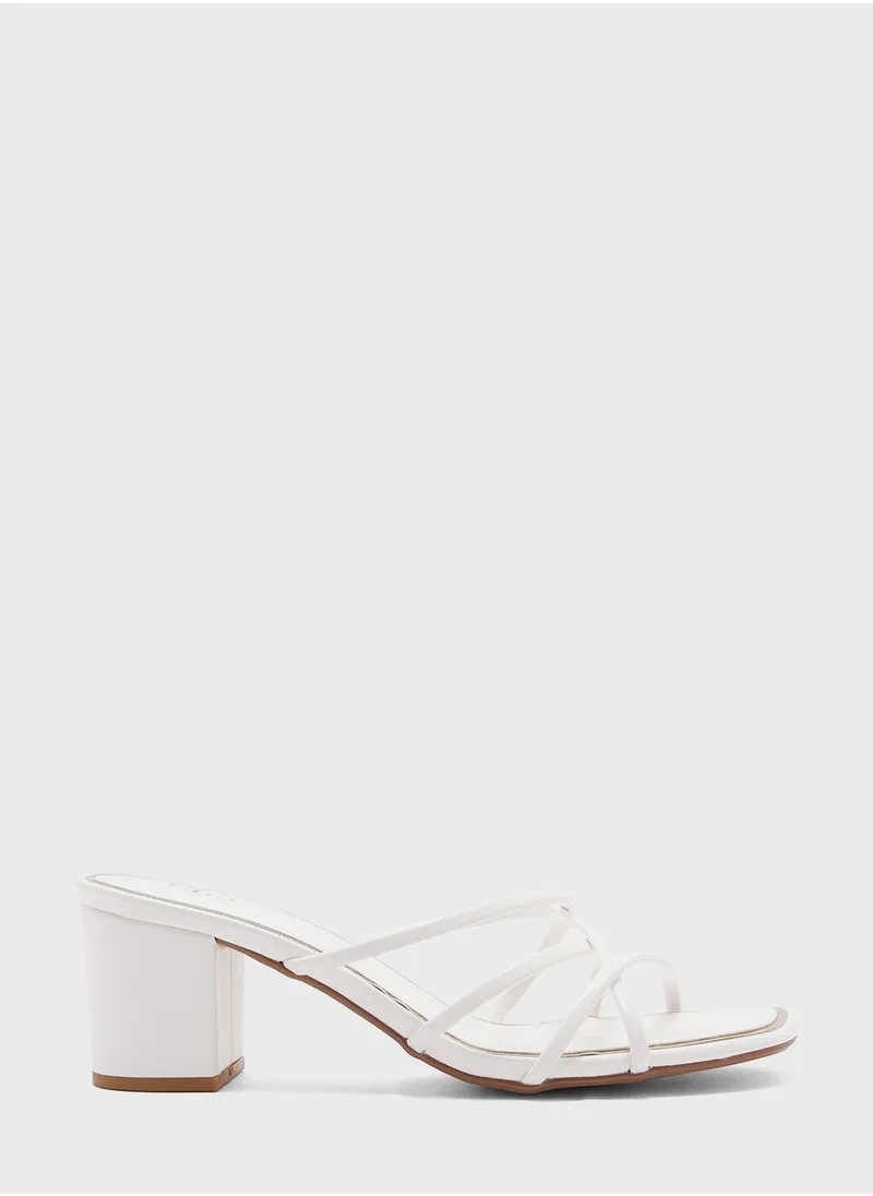 ELLA Block Heel Mule With Metallic Trim