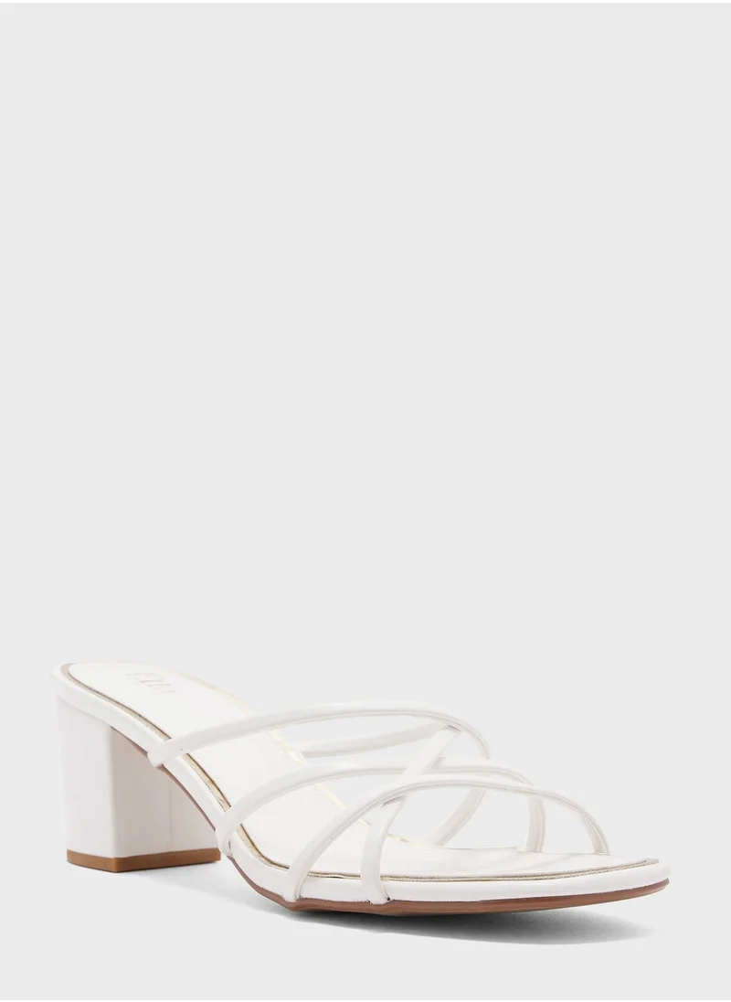 ELLA Block Heel Mule With Metallic Trim