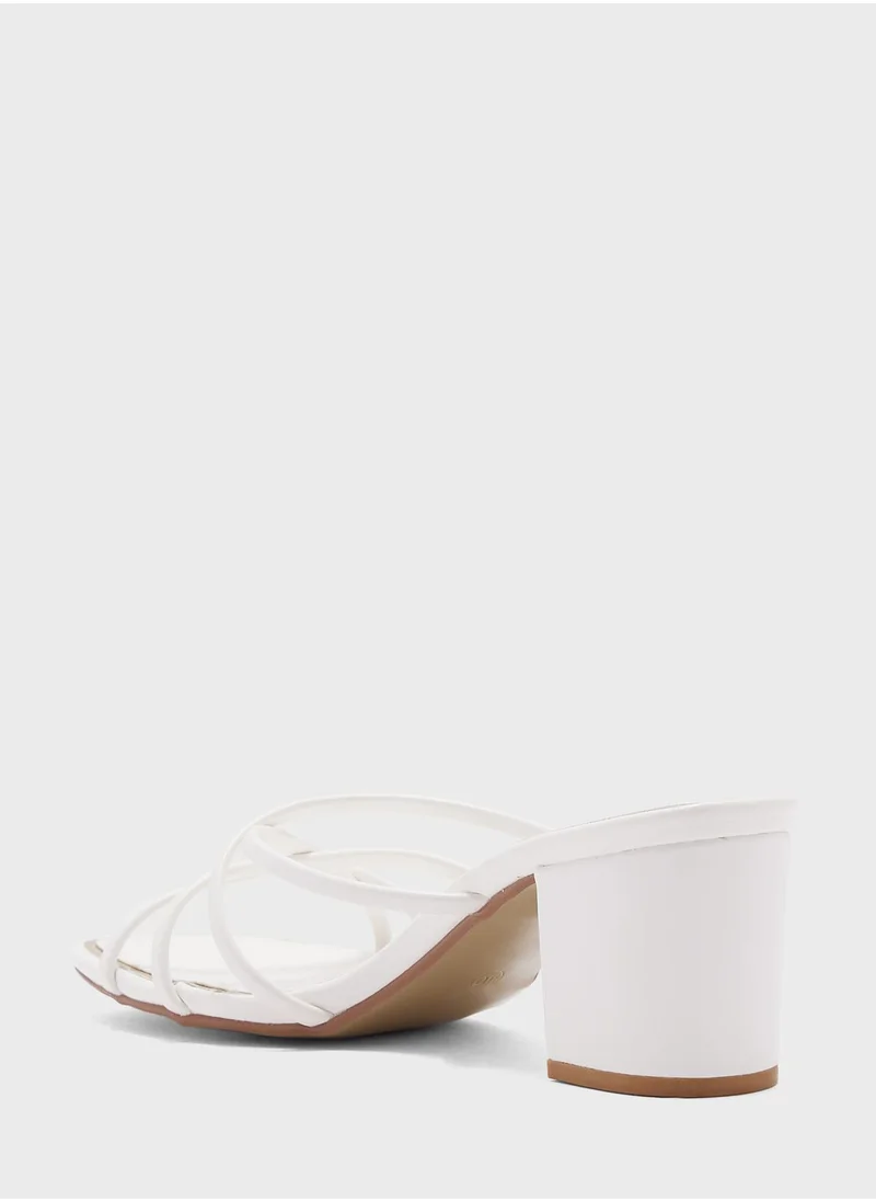 ELLA Block Heel Mule With Metallic Trim