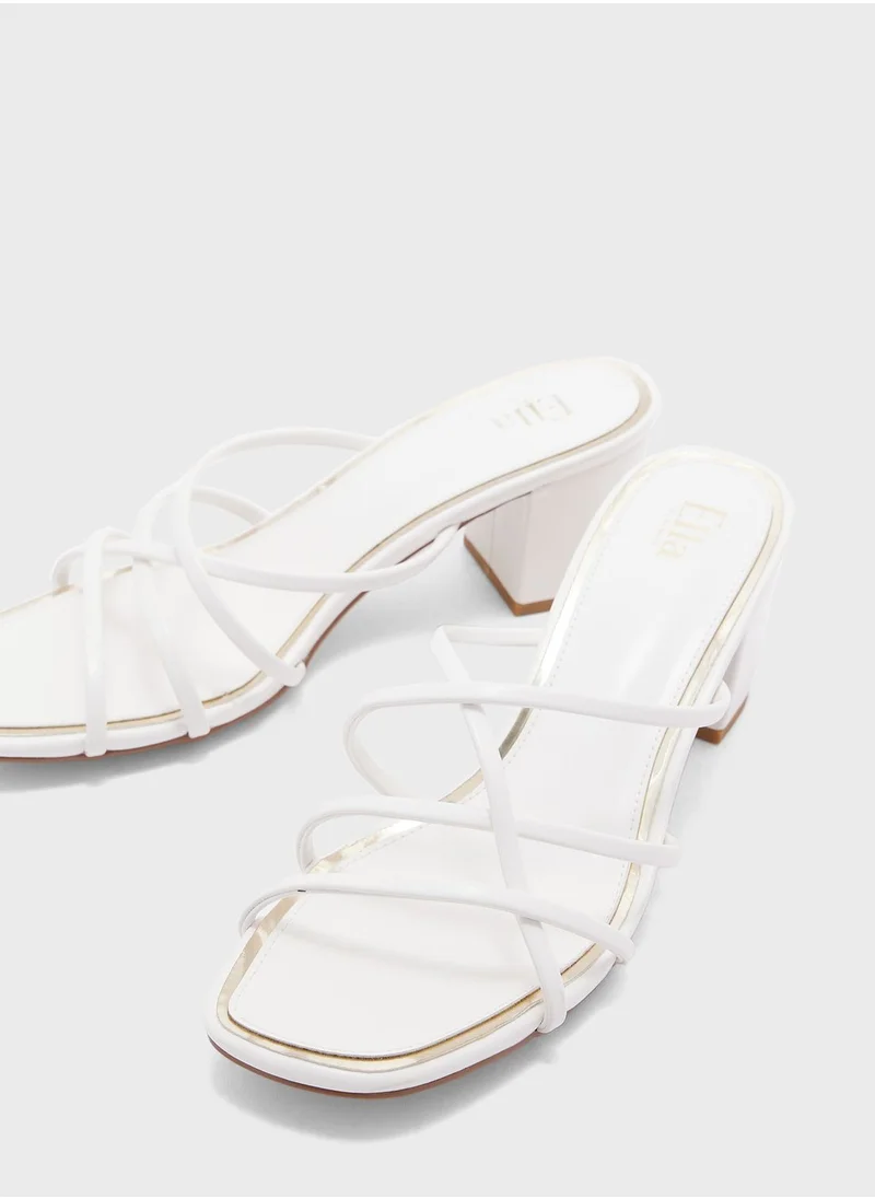 ELLA Block Heel Mule With Metallic Trim