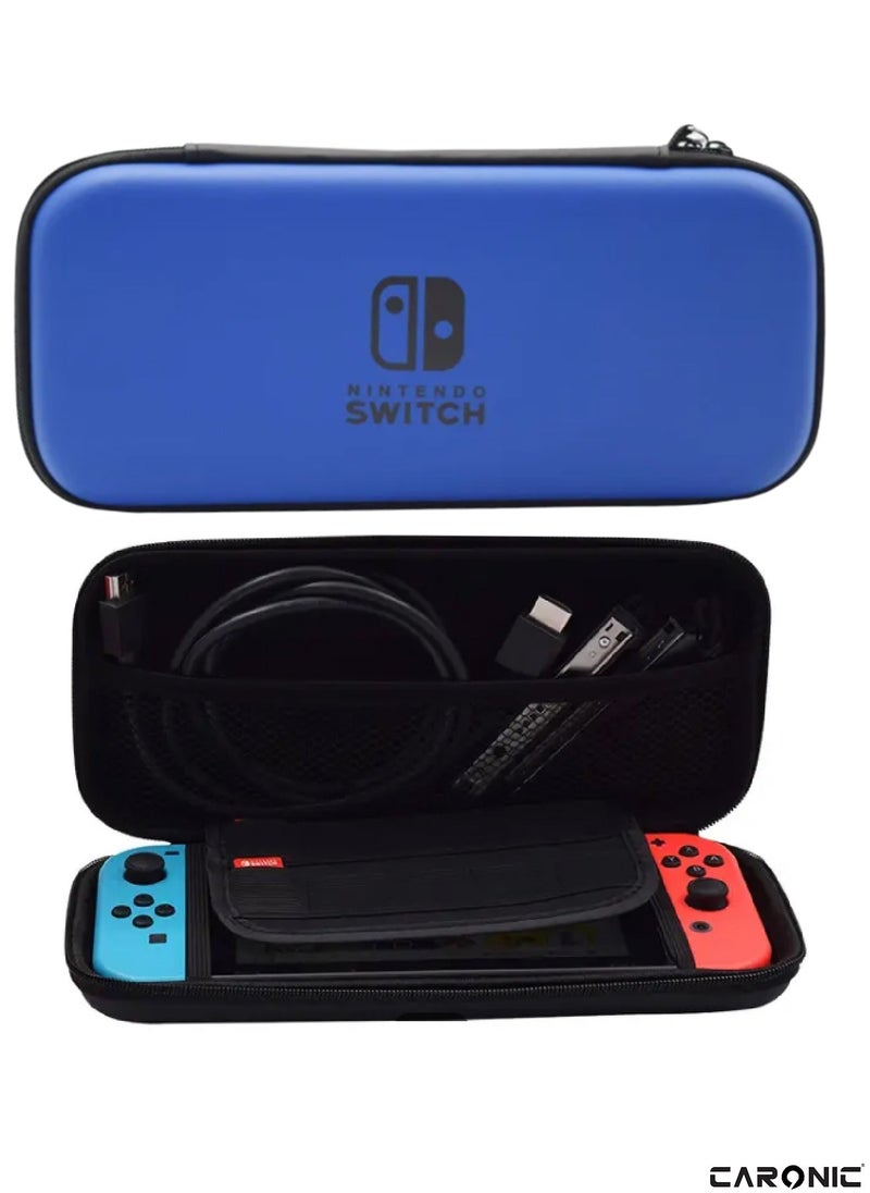 CARONIC Switch Carrying Case Compatible With Nintendo Switch And Oled High Capacity Travel Console And Accessories Blue  - Image 3