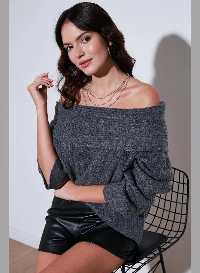 Lela Lela Oversize Fit Madonna Collar Knit Sweater Women's SWEATER 4615216