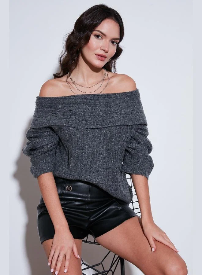 Lela Lela Oversize Fit Madonna Collar Knit Sweater Women's SWEATER 4615216