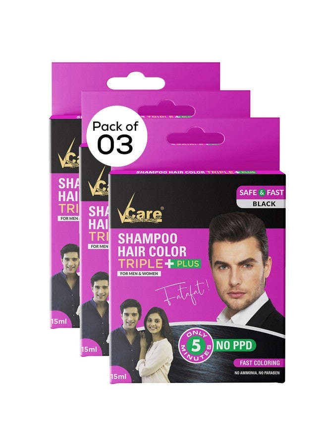 في كير شامبو تلوين الشعر - 15 مل لون أسود ويغذي شعرك بعمق | صبغة شعر في 5 دقائق | غني بعوامل النمو ومضادات الأكسدة، خالٍ من الأمونيا والكبريتات (عبوة من 3 قطع) - Image 1