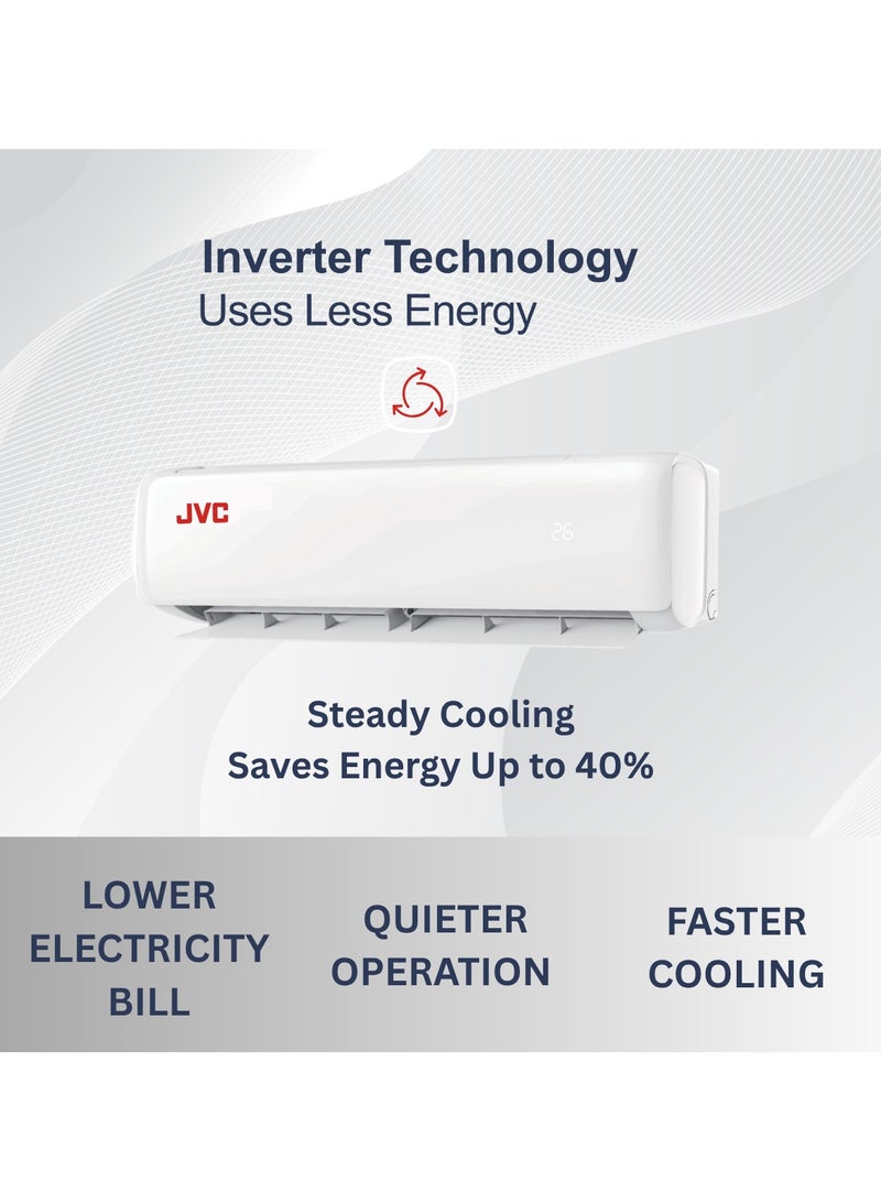 JVC JVC 2 Ton Inverter Split AC | 24000 BTU | T3 Rated | R32 Refrigerant | 4-Way Swing | Gold Fin Condenser | Consistent Cooling | Energy Efficient AC for Large Rooms | 5 Years Compressor Warranty -WG-NACI134W5S  - Image 2