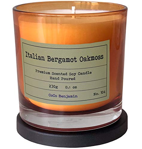 CoCo Benjamin 100% Soy, Highly Scented, Hand Poured Soy Candle (Italian Bergamot Oakmoss) - Image 1