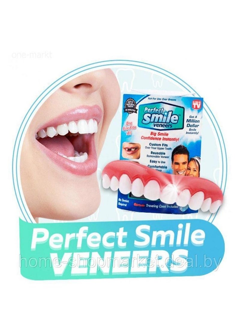 KASTWAVE Perfect Smile Upper Veneer False Teeth, Nature, and Comfortable, Protect Your Teeth and Regain Confident Smile - Image 1