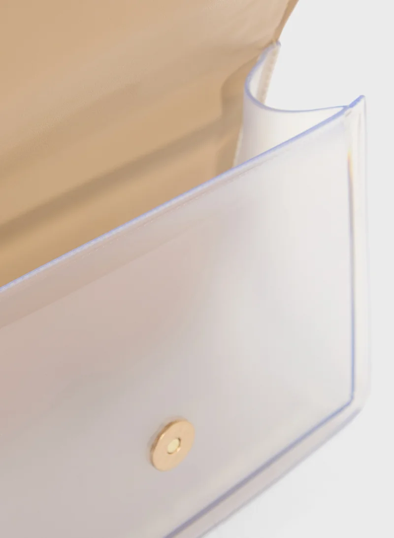 ايلا Clear Satchel With Tweed Flap