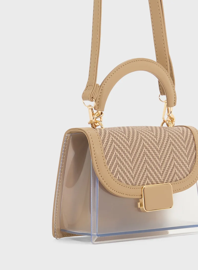 ايلا Clear Satchel With Tweed Flap