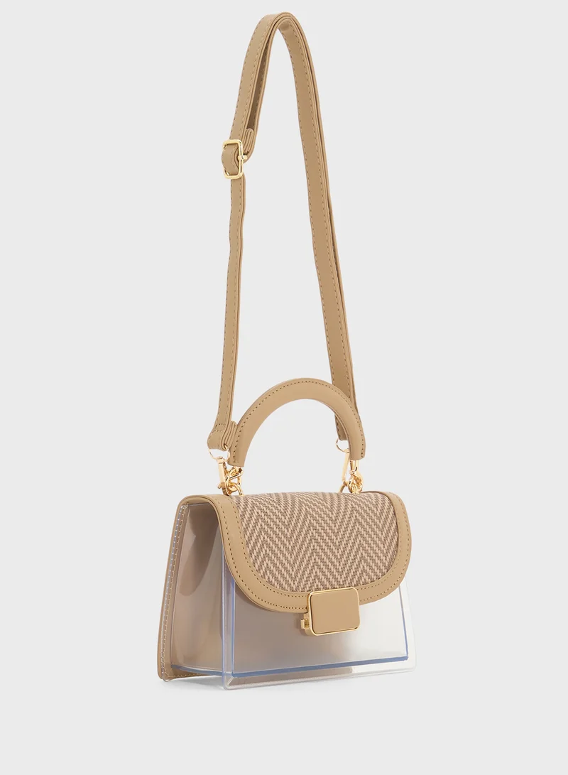 ايلا Clear Satchel With Tweed Flap