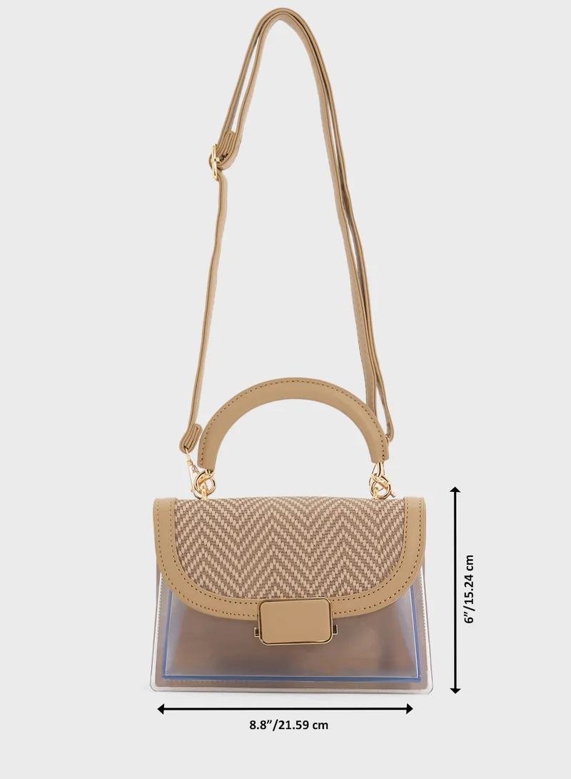 ايلا Clear Satchel With Tweed Flap