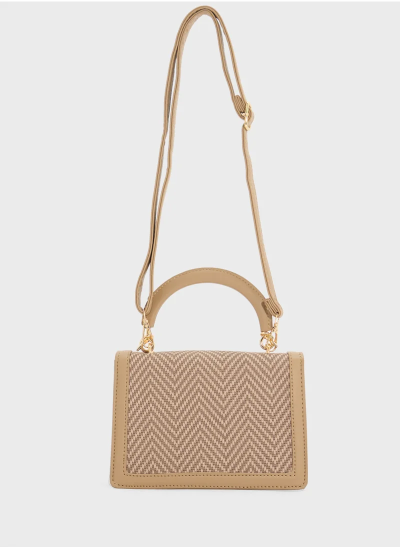 ELLA Clear Satchel With Tweed Flap