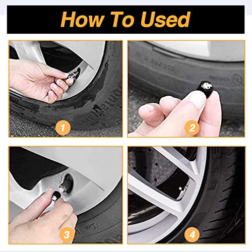 Ajxn 4 Pack Skull Car Wheel Tire Valve Stem Caps Airtight Dust Proof Covers Universal Tire Air Valve Caps for Cars, Trucks, Bicycles, Car Accessories for Men and Women (Black Skull #18) - Image 5