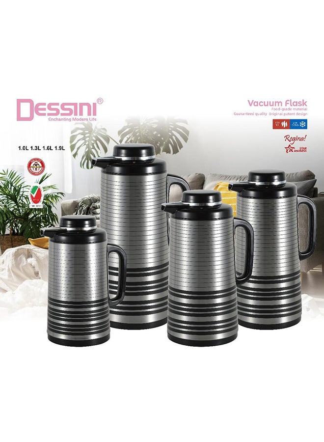 DESSINI Dessini Stainless Steel  Tea & Coffee Vacuum Flask 1.9L Black/Silver  - Image 2