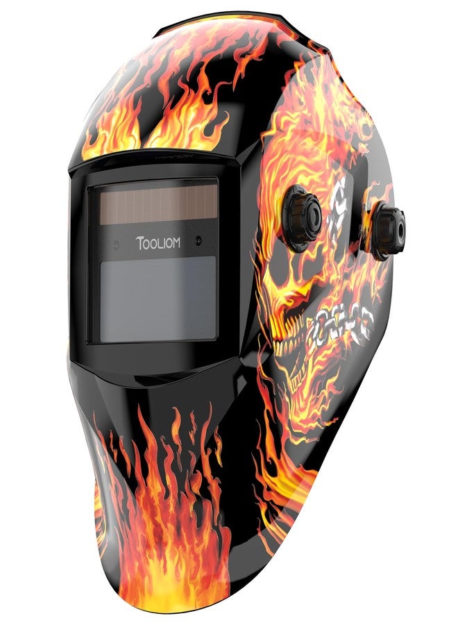 TOOLIOM Welding Helmet Auto Darkening Solar Powered with Adjustable Shade 4/9-13 for TIG MIG ARC Flaming Skull Design Welder Mask - Image 1