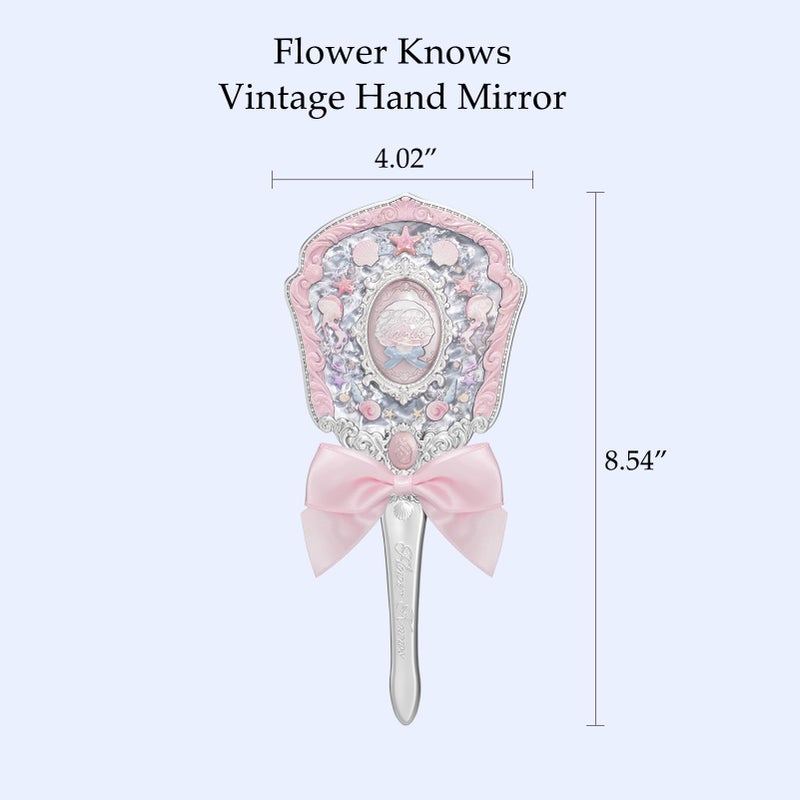 Flower Knows Shell'S Jewel Hand Mirror Vintage Portable Handheld Mirror Fancy & Pretty Princess Mirror With Long Handle Gift For Girls(Pink Seashell) - Image 3