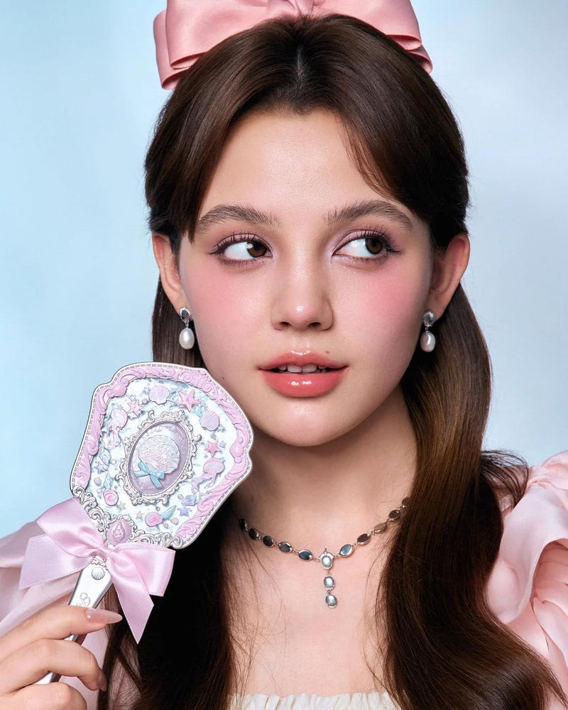 Flower Knows Shell'S Jewel Hand Mirror Vintage Portable Handheld Mirror Fancy & Pretty Princess Mirror With Long Handle Gift For Girls(Pink Seashell) - Image 4