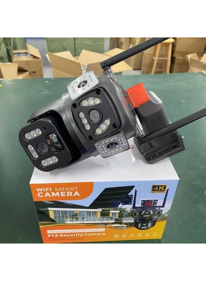 Explosion V380PRO Outdoor Waterproof WiFi4G Dual Lens Dual Screen HD Surveillance Camera Waterproof-Color:Wifi Solar Version