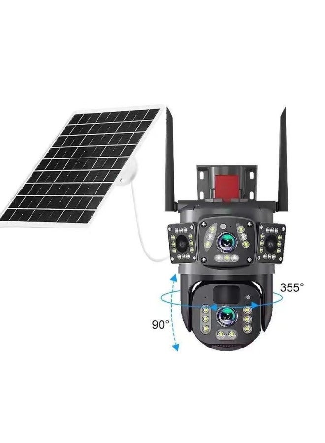 Explosion V380PRO Outdoor Waterproof WiFi4G Dual Lens Dual Screen HD Surveillance Camera Waterproof-Color:Wifi Solar Version