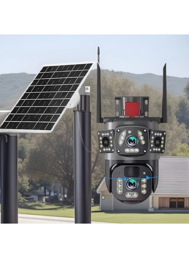 Explosion V380PRO Outdoor Waterproof WiFi4G Dual Lens Dual Screen HD Surveillance Camera Waterproof-Color:Wifi Solar Version
