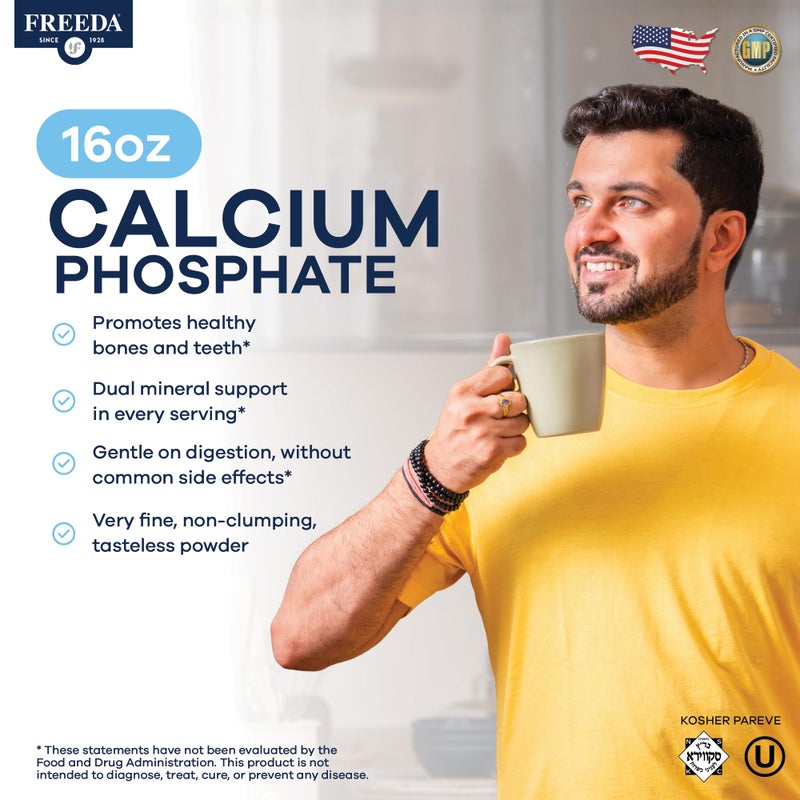 Freeda Calcium Phosphate Powder â€“ Kosher Mineral Supplement for Bone & Joint Health in Men, Women, Dogs & Cats â€“ Bone Strength Powder with Calcium and Phosphorus â€“ No Vitamin D â€“ Made in USA, 16oz - Image 2