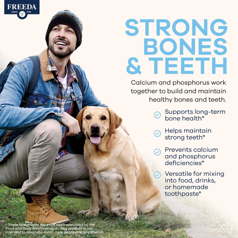 Freeda Calcium Phosphate Powder â€“ Kosher Mineral Supplement for Bone & Joint Health in Men, Women, Dogs & Cats â€“ Bone Strength Powder with Calcium and Phosphorus â€“ No Vitamin D â€“ Made in USA, 16oz - Image 5