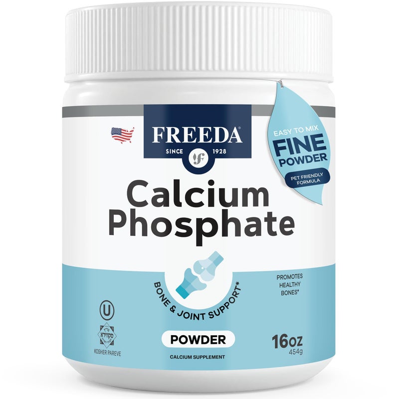 Freeda Calcium Phosphate Powder â€“ Kosher Mineral Supplement for Bone & Joint Health in Men, Women, Dogs & Cats â€“ Bone Strength Powder with Calcium and Phosphorus â€“ No Vitamin D â€“ Made in USA, 16oz - Image 1