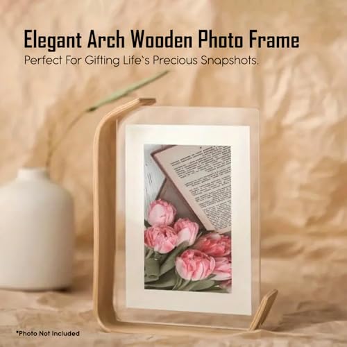 Ekhasa Nostrae by Ekhasa Wooden Photo Frame for Table | 4x6 Inch Acrylic Table Top Photo Frame with Stand | Double-Sided Picture Frame for Desk, Bedroom & Office Décor | Small Aesthetic Photo Frame for Gift - Image 2