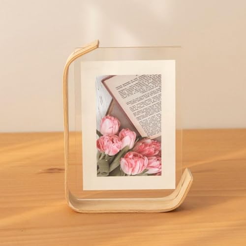 Ekhasa Nostrae by Ekhasa Wooden Photo Frame for Table | 4x6 Inch Acrylic Table Top Photo Frame with Stand | Double-Sided Picture Frame for Desk, Bedroom & Office Décor | Small Aesthetic Photo Frame for Gift - Image 1