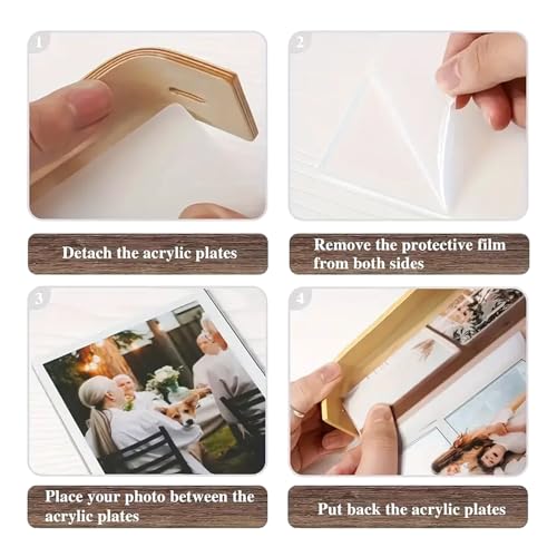 Ekhasa Nostrae by Ekhasa Wooden Photo Frame for Table | 4x6 Inch Acrylic Table Top Photo Frame with Stand | Double-Sided Picture Frame for Desk, Bedroom & Office Décor | Small Aesthetic Photo Frame for Gift - Image 5