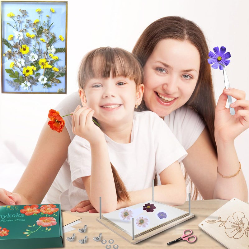 Rhykoka Professional Flower Press, 8 Layers 6.3x8.3 inch (16x21cm) Wooden Flower Press Kit/Flower Pressing for Kids Adults, Great Gift for DIY Flowers Lovers (Wooden) - Image 2