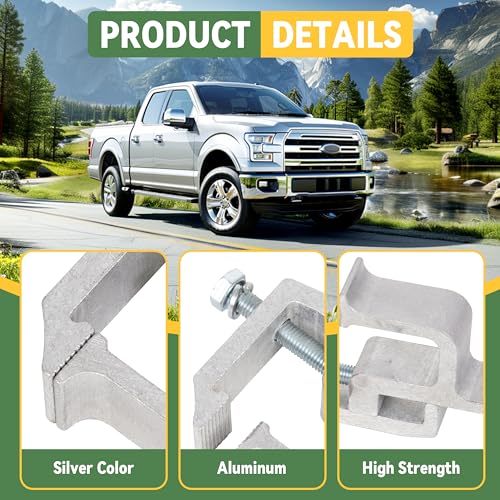 KUAFU Truck Cap Mounting Clamps Compatible with Chevrolet Chevy Ford Dodge Ram Sierra Dakota Ram 1500 2500 3500 F150 F250 for Mounting Caps Camper Shell Topper Canopy Heavy Duty Aluminum (4Pcs-Silver) - Image 4