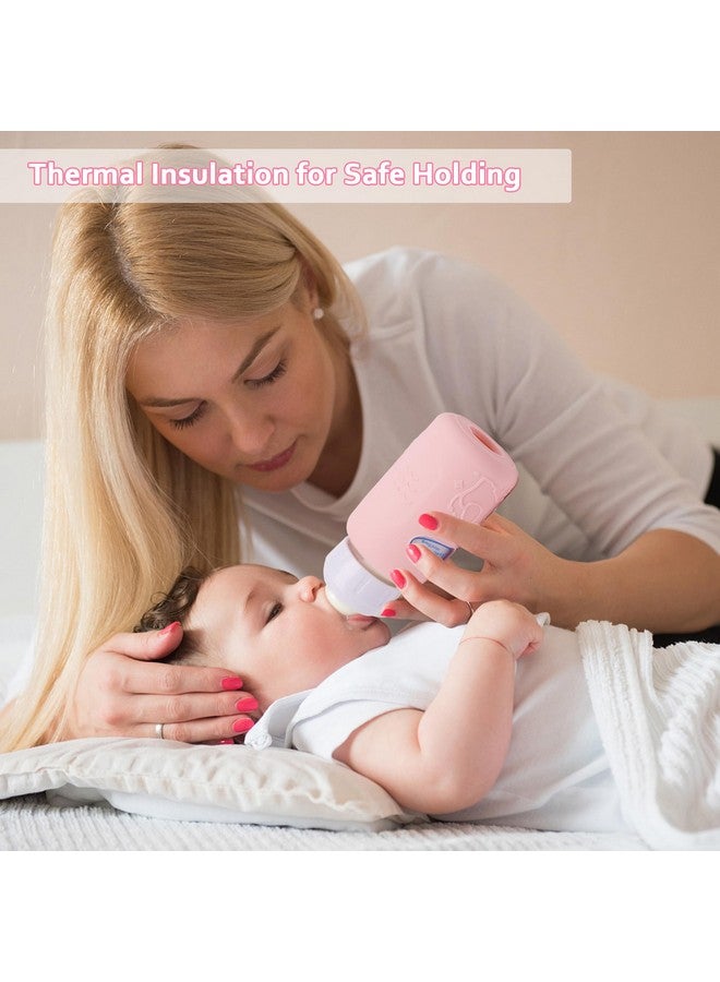 KingKam 4 Pack Silicone Sleeves for Dr. Brown's Glass Baby Bottles, Anti Breakage Baby Bottle Sleeves Holder, Compatible with Dr. Brown's Newborn Narrow Glass Baby Bottles 4oz - Image 4