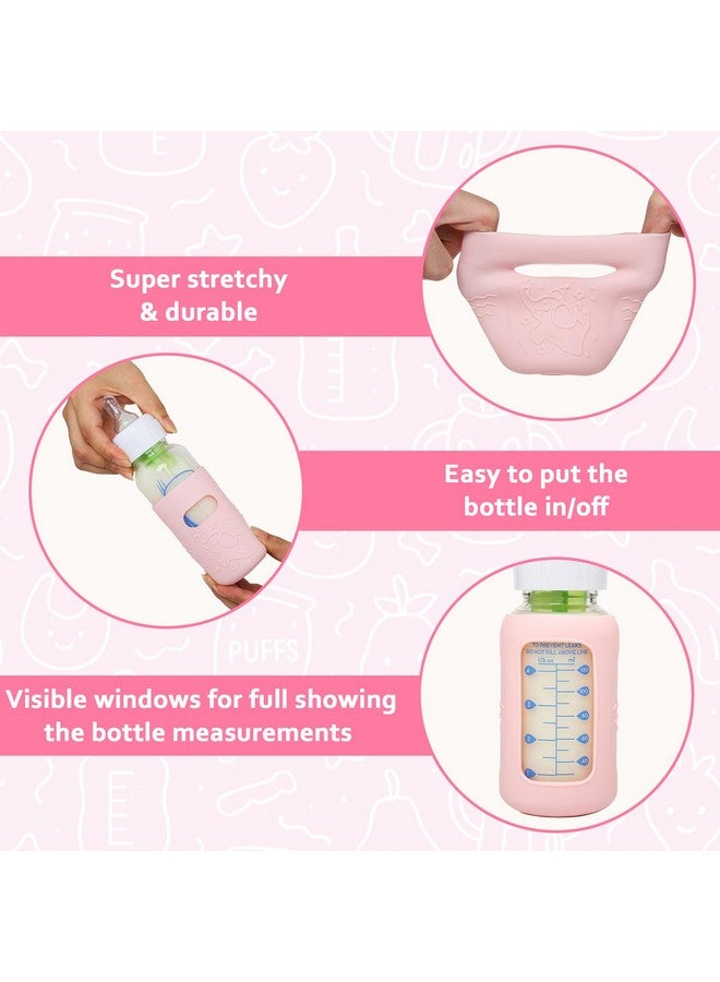 KingKam 4 Pack Silicone Sleeves for Dr. Brown's Glass Baby Bottles, Anti Breakage Baby Bottle Sleeves Holder, Compatible with Dr. Brown's Newborn Narrow Glass Baby Bottles 4oz - Image 5