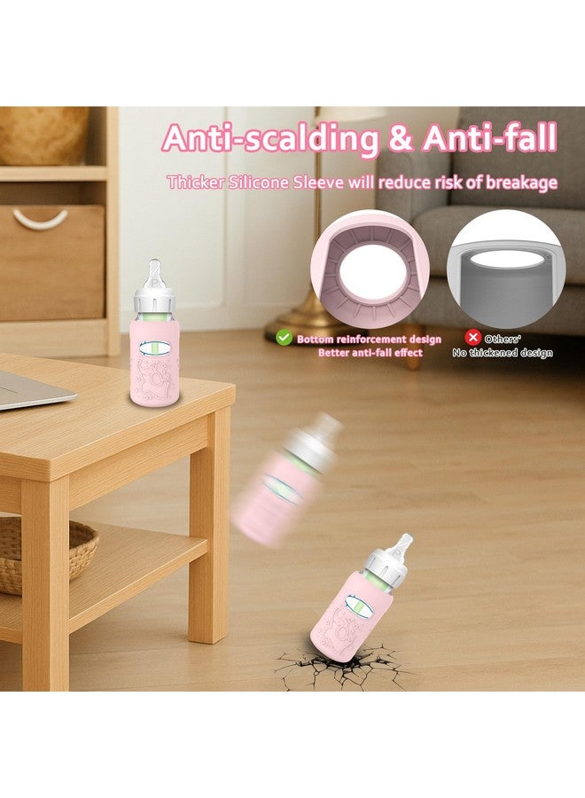 KingKam 4 Pack Silicone Sleeves for Dr. Brown's Glass Baby Bottles, Anti Breakage Baby Bottle Sleeves Holder, Compatible with Dr. Brown's Newborn Narrow Glass Baby Bottles 4oz - Image 3