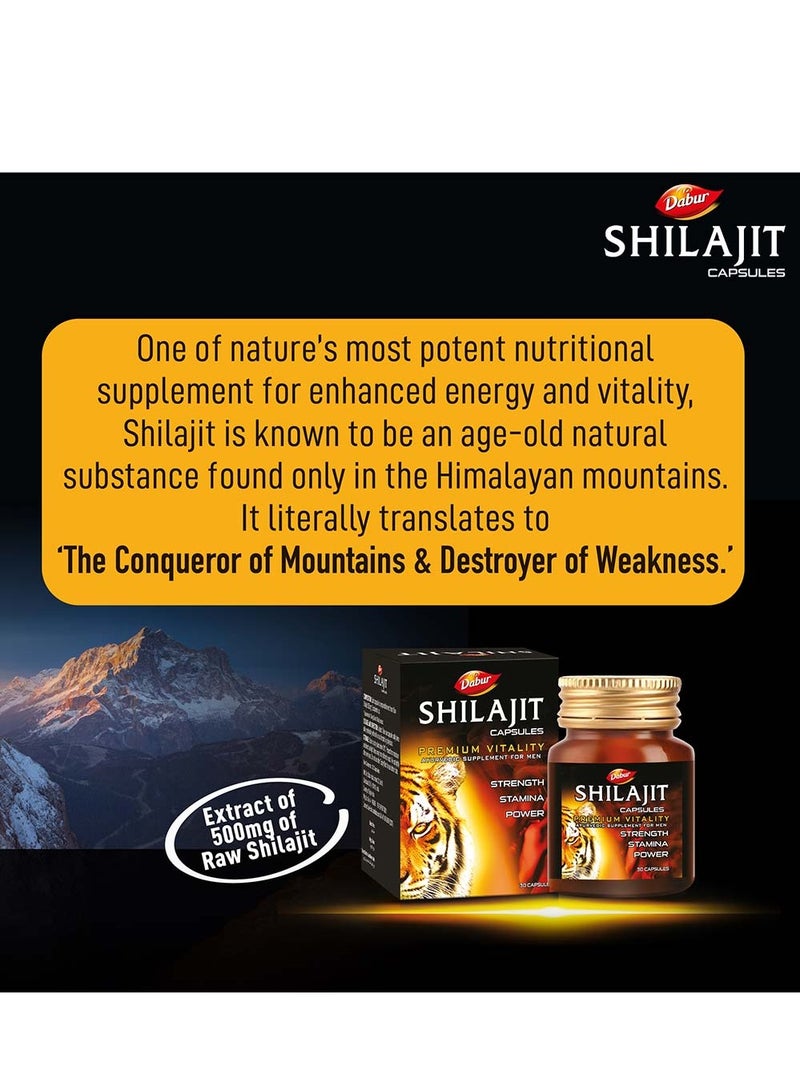 Dabur كبسولات شيلجيت من أجل الحيوية والصحة، عبوة من 30 كبسولة - Image 3