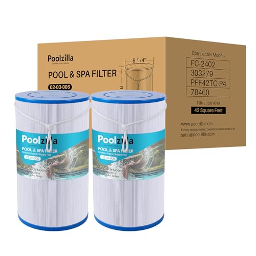 Poolzilla 2-Pack Spa Filter Replacement Cartridge, FC-2402 for Watkins 303279, PFF42TC-P4, 78460, SD-01322 (L x OD: 9 3/8” x 5 1/4”) - Image 1