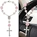 Ohmique Rosary for Car Steering Wheel Rosary Charm with Virgin Mary Steering Wheel Car Accessory for Rearview Mirror Decor Catholic Gifts Hanging Cross Chain Cross Accessories Protection Charm - Image 2