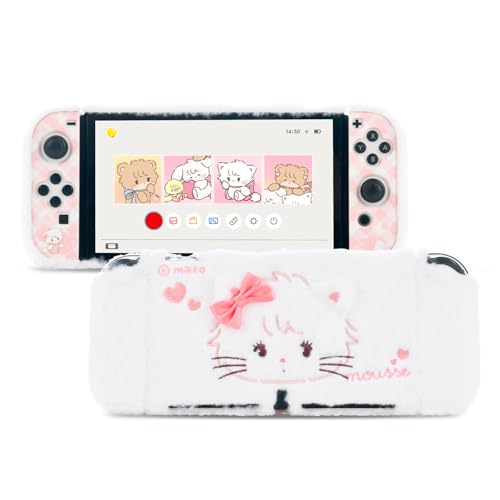 GeekShare Protective Case for Switch OLEDKawaii Plush Cover AntiScratch Switch Hard Case Protector Compatible with Switch OLED Mikko Sweet Thoughts - Image 1