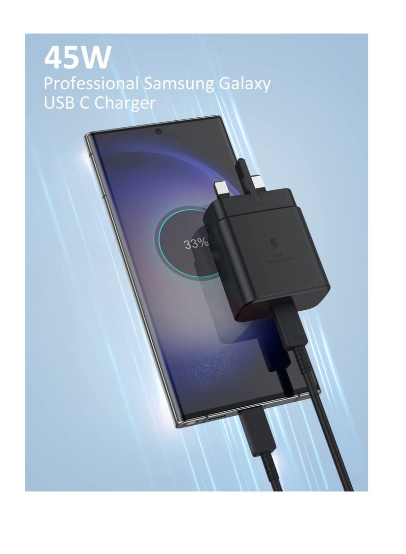 45W USB C Fast Charger Plug and Cable 1.2M PPS Type C Super-Fast Charging Plug and USB C Cable Compatible with Samsung Galaxy S25 Ultra/S24 Ultra/S24+/S23/S22/S24/S20/Note 20/Note 10/Tab S8/Tab S9/Z - Image 2