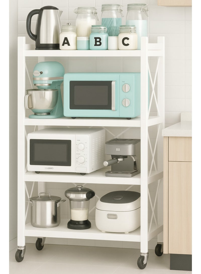 ALMUFARREJ 4-Tire Scratch-Resistant Storage Rack White Size 34x71x126 cm - Image 1