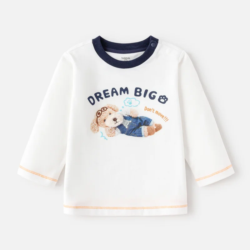 Balabala Baby Boys Round neck long-sleeved T-shirt