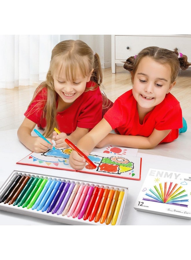 ENMY 12 Colors Gel Crayons, Twistable Non-Toxic Crayons Set, Washable Jumbo Crayons Smooth Texture Crayons for Kids, Easy to Clean Kids Crayons for Coloring, DIY Craft Project, Art Supplies & Gifts