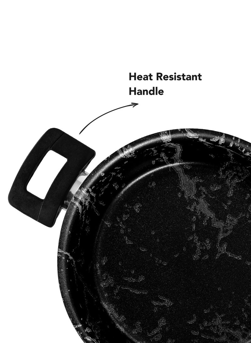 Grandi 11 Pieces Marble Cook Set Aluminum Pots And Pans - Non-Stick Surface - Bakelite Handle  -Stainless Steel Lids - PFOA Free Black Marble - Image 4