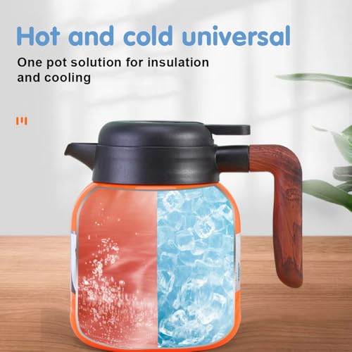 TBHAPY Vintage Floral Pattern Tea Pots – Built-in Infuser,Vintage Floral Teapot with Built In Infuser Stainless Steel Thermal Carafe with Lid for Hot Drinks,Green(Wooden handle,35oz) - Image 3