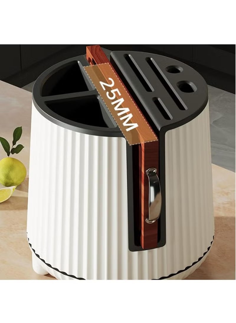 Arabest Knife Holder, 360 Degree Rotatable Knife Holder with Multi Functional Kitchen Utensil Organizer for Chopsticks and Knives Storage, White  - Image 2