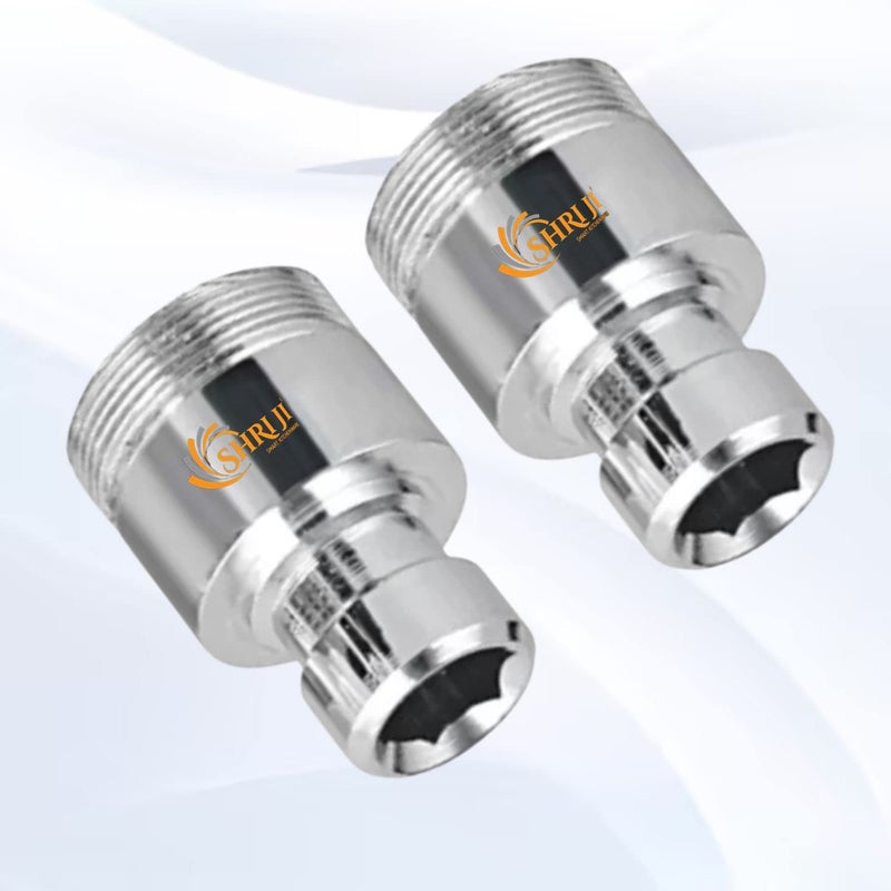Shri ji Shri ji Brass washing machine nipple adepter Connectorr Nozzle all washing machine faucet nozzle Pack of 2 Chrome Finish  - Image 1