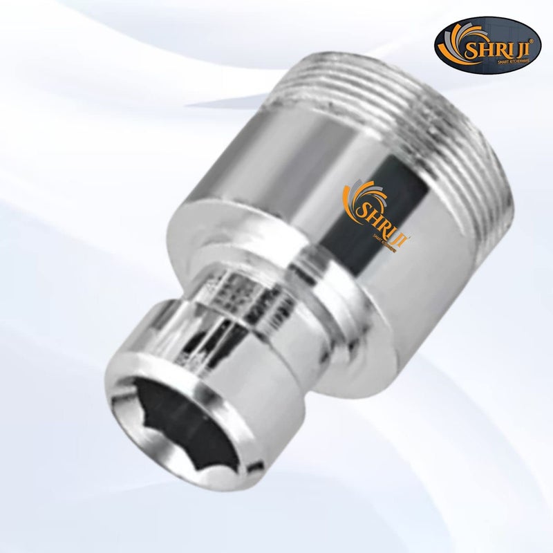 Shri ji Shri ji Brass washing machine nipple adepter Connectorr Nozzle all washing machine faucet nozzle Pack of 2 Chrome Finish  - Image 3