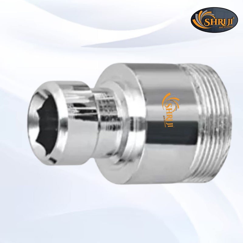 Shri ji Shri ji Brass washing machine nipple adepter Connectorr Nozzle all washing machine faucet nozzle Pack of 2 Chrome Finish  - Image 5